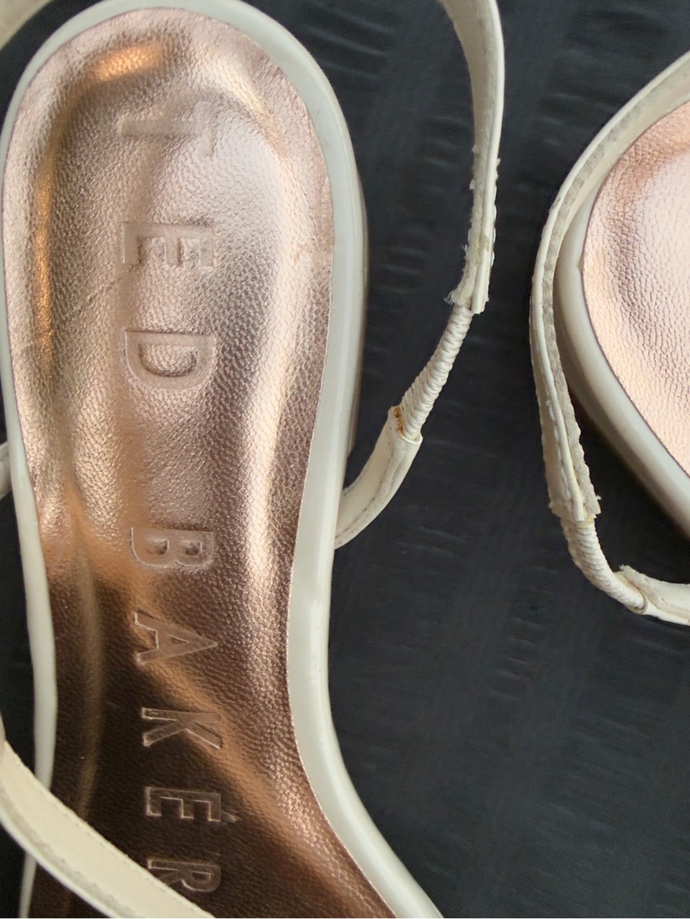 Ted Baker Cream Slingback Heeled Sandals with Rose Gold Insole - Picture 5 of 9